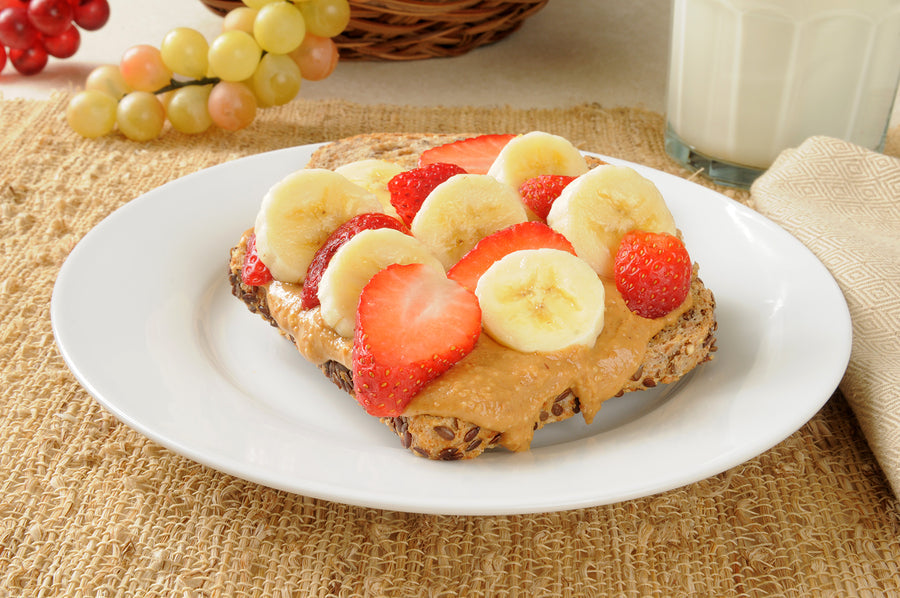 Almond butter banana and strawberry sandwich - recipe by O2 Living makers of organic, cold-pressed fruit and vegetable Living Juice