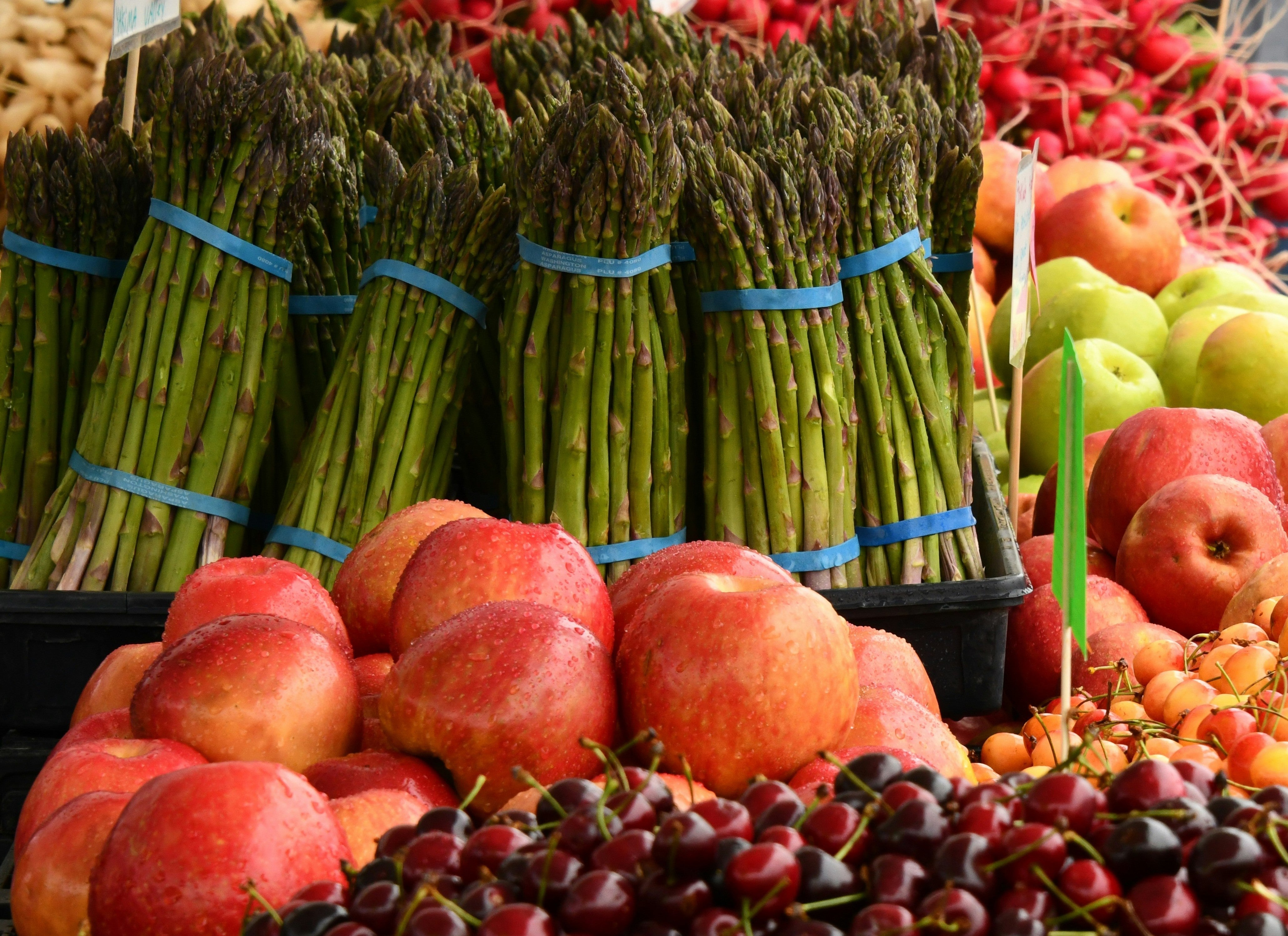 Organic cherries asparagus and apples - spring raw food diet blog by makers of organic cold-pressed Living Juice