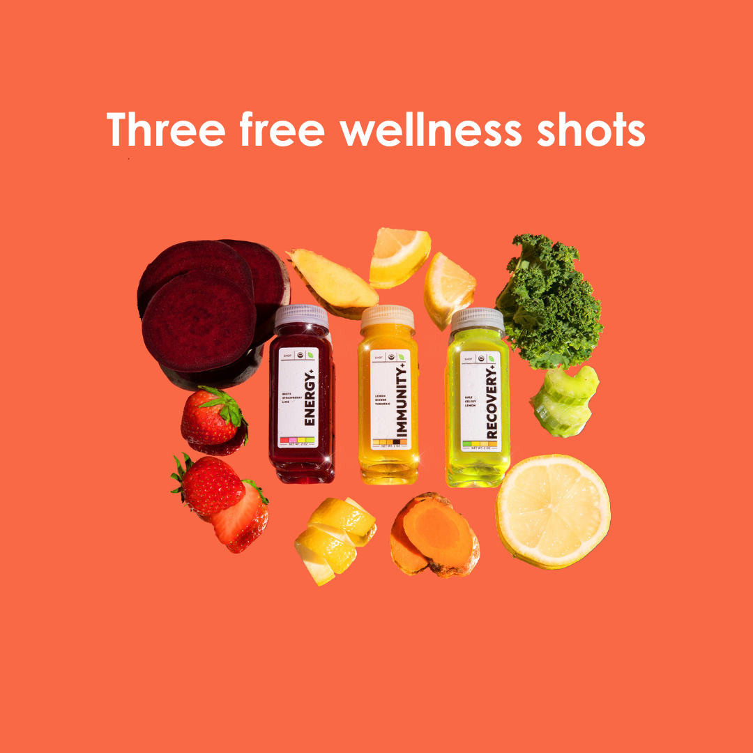 FREE GIFT – Buy any 12-pack, get 3 free wellness shots (one of each flavor)