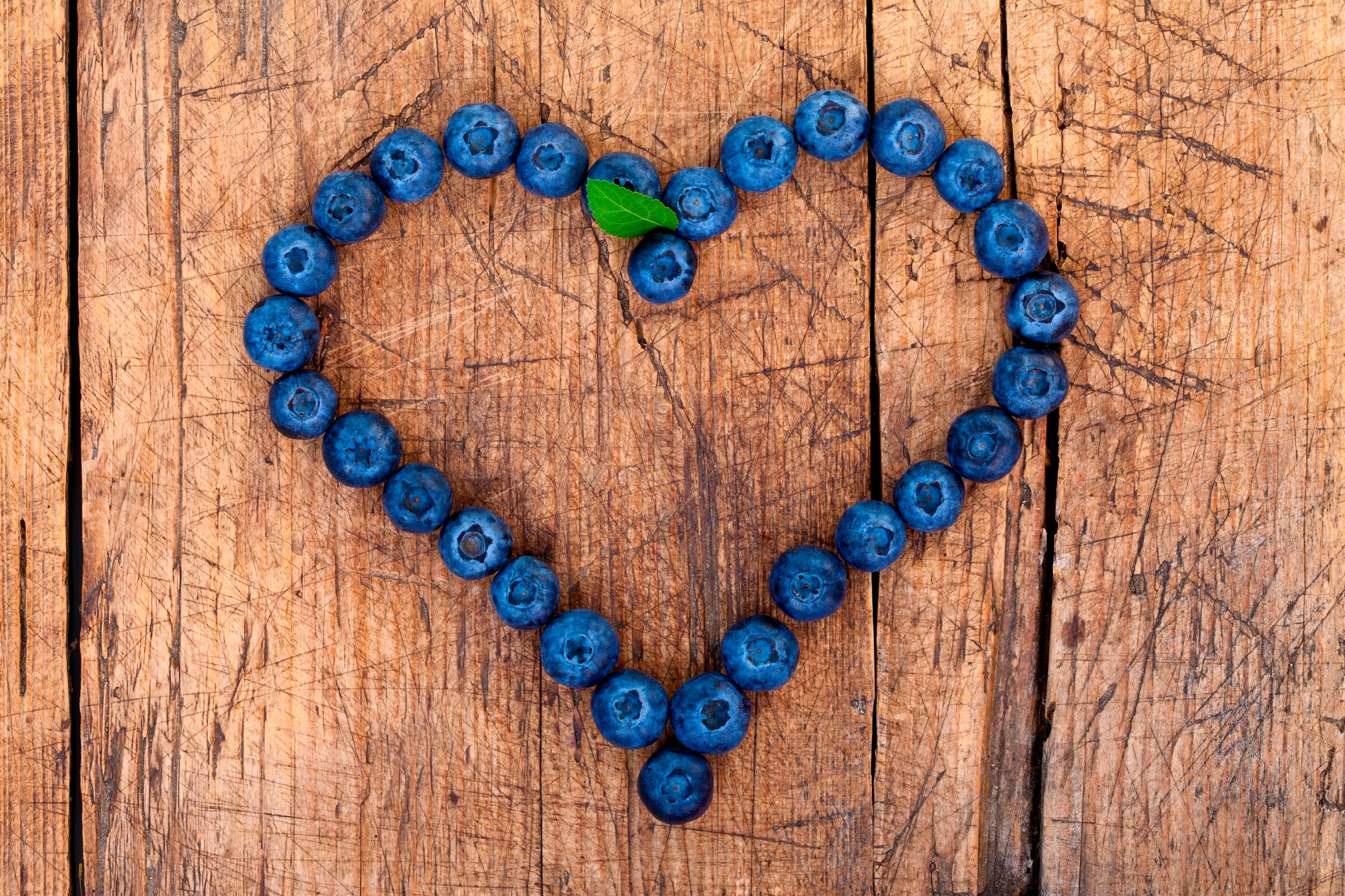 Organic blueberries in heart - for blog by makers of organic cold-pressed fruit and vegetable Living Juice